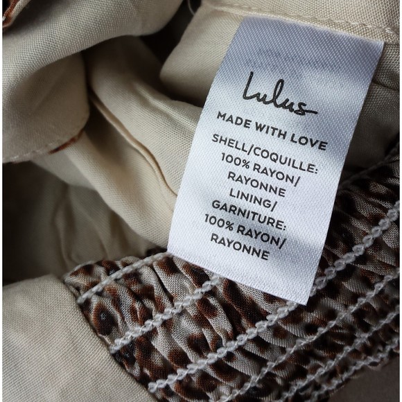 Lulus Women Fiercely in Love Beige Leopard Print Tie-Front Crop Top XS Smock NEW - Picture 10 of 10